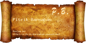 Pitrik Barnabás névjegykártya